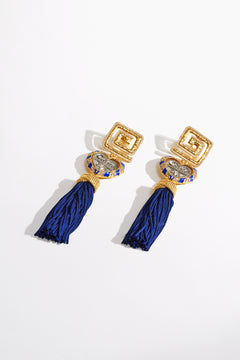CAMILLA Artisan Artillery Tassel Earrings in Gold print