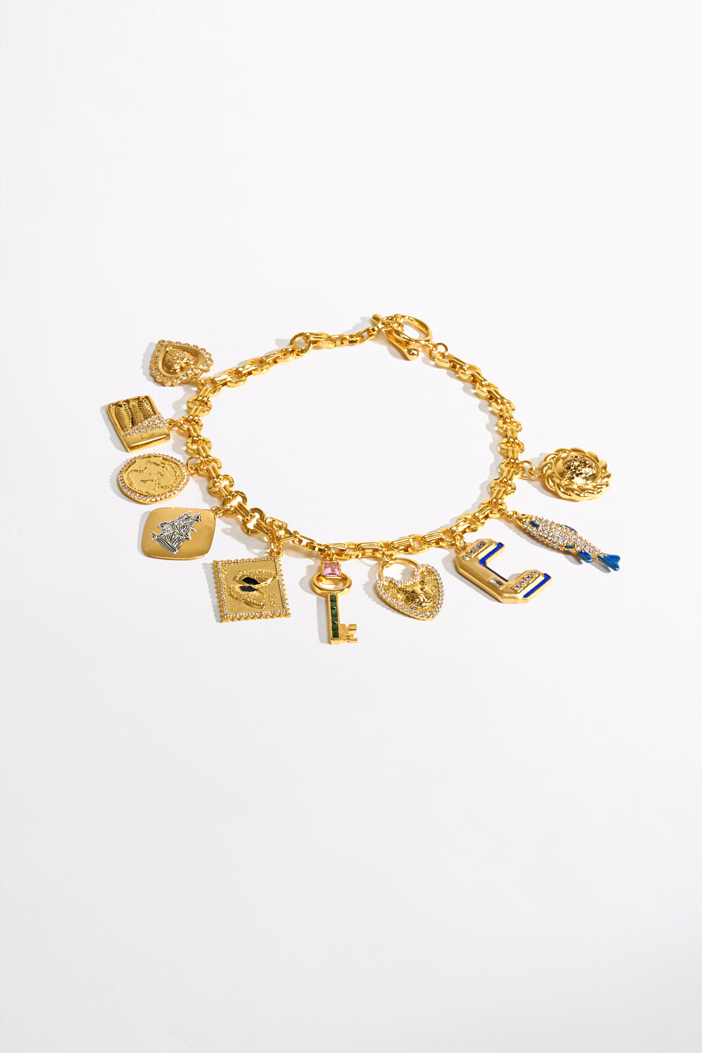 CAMILLA Lockets Loaded Charm Necklace in Gold print