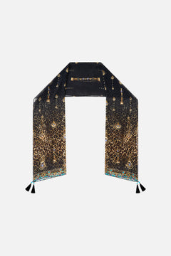 LONG SILK CRINKLE CHIFFON SCARF FELINE FOLKLORE