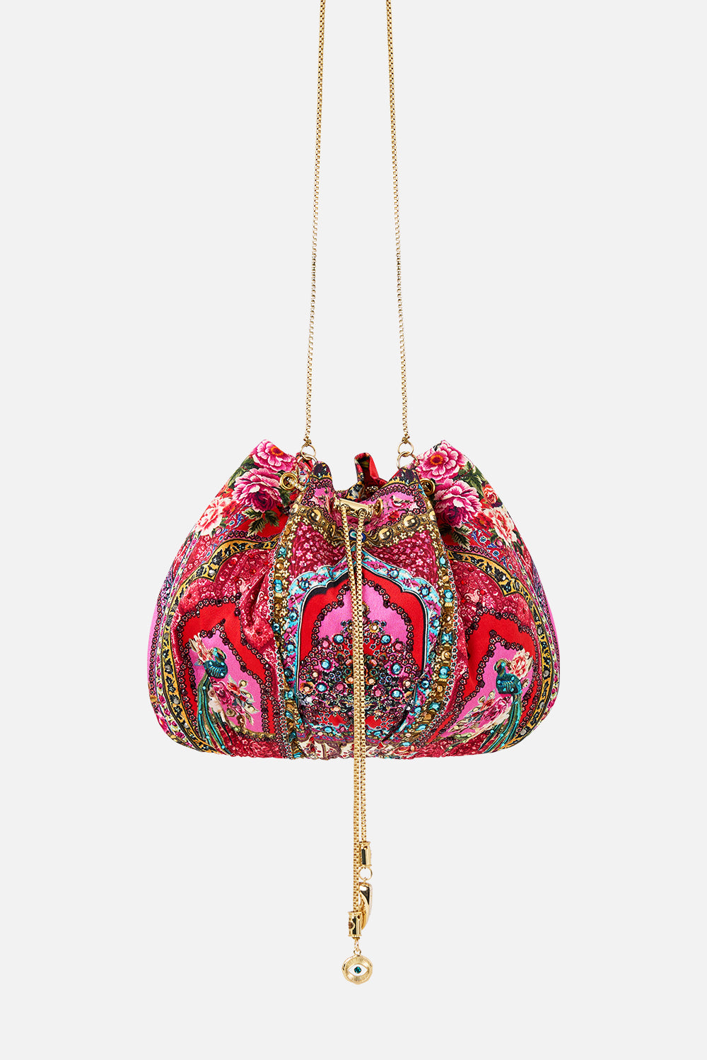 DRAWSTRING POUCH BAG WITH CHAIN STRAP HEIRLOOM EMPIRE