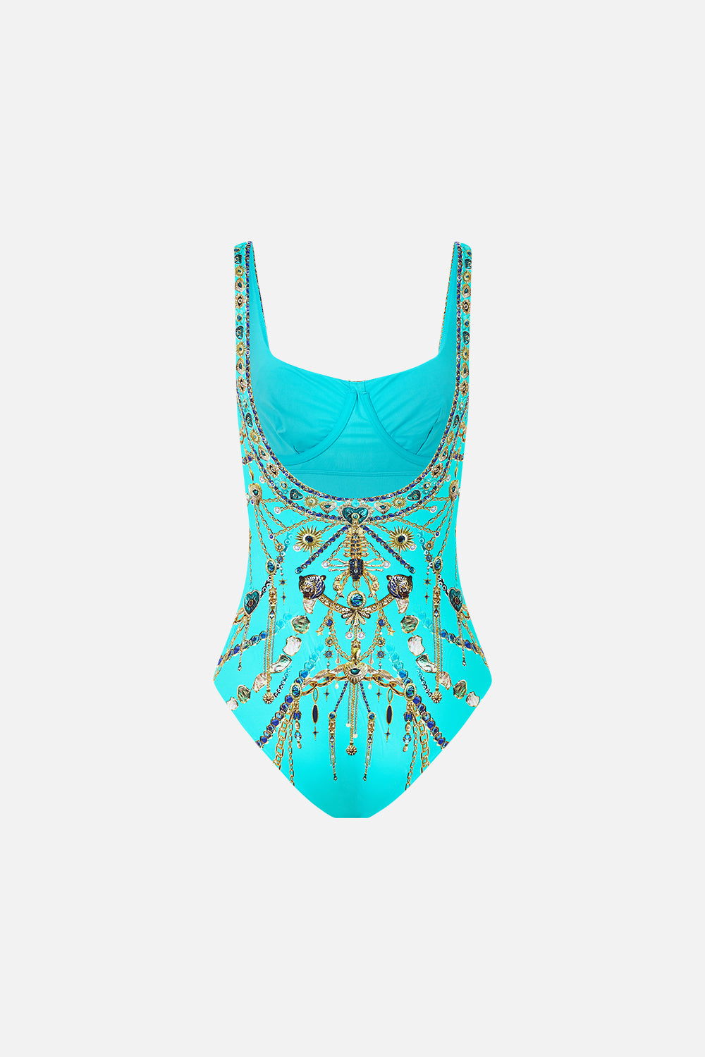 UNDERWIRE SQUARE NECK ONE PIECE WITH SCOOP BACK TOTEMS AND TREASURES