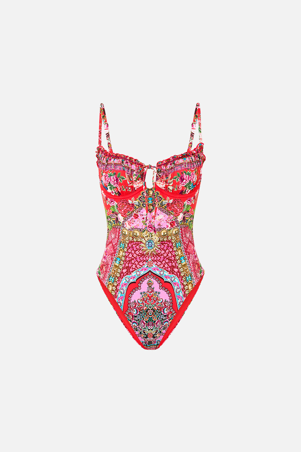 RUCHED CUP UNDERWIRE ONE PIECE WITH FRONT TIE HEIRLOOM EMPIRE