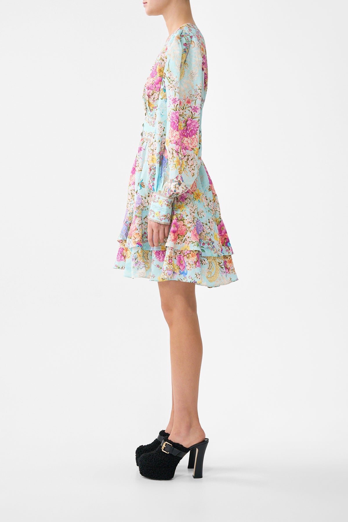 BUTTON FRONT FRILL DRESS BAZAAR BLOOMS