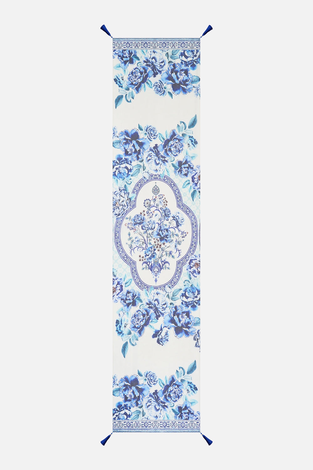 The CAMILLA LONG SILK CRINKLE CHIFFON SCARF A CERAMIC GARDEN