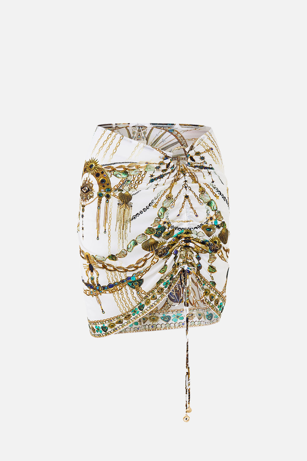 RUCHED SHORT SARONG WITH RING FRONT TRIM CHAIN GANG