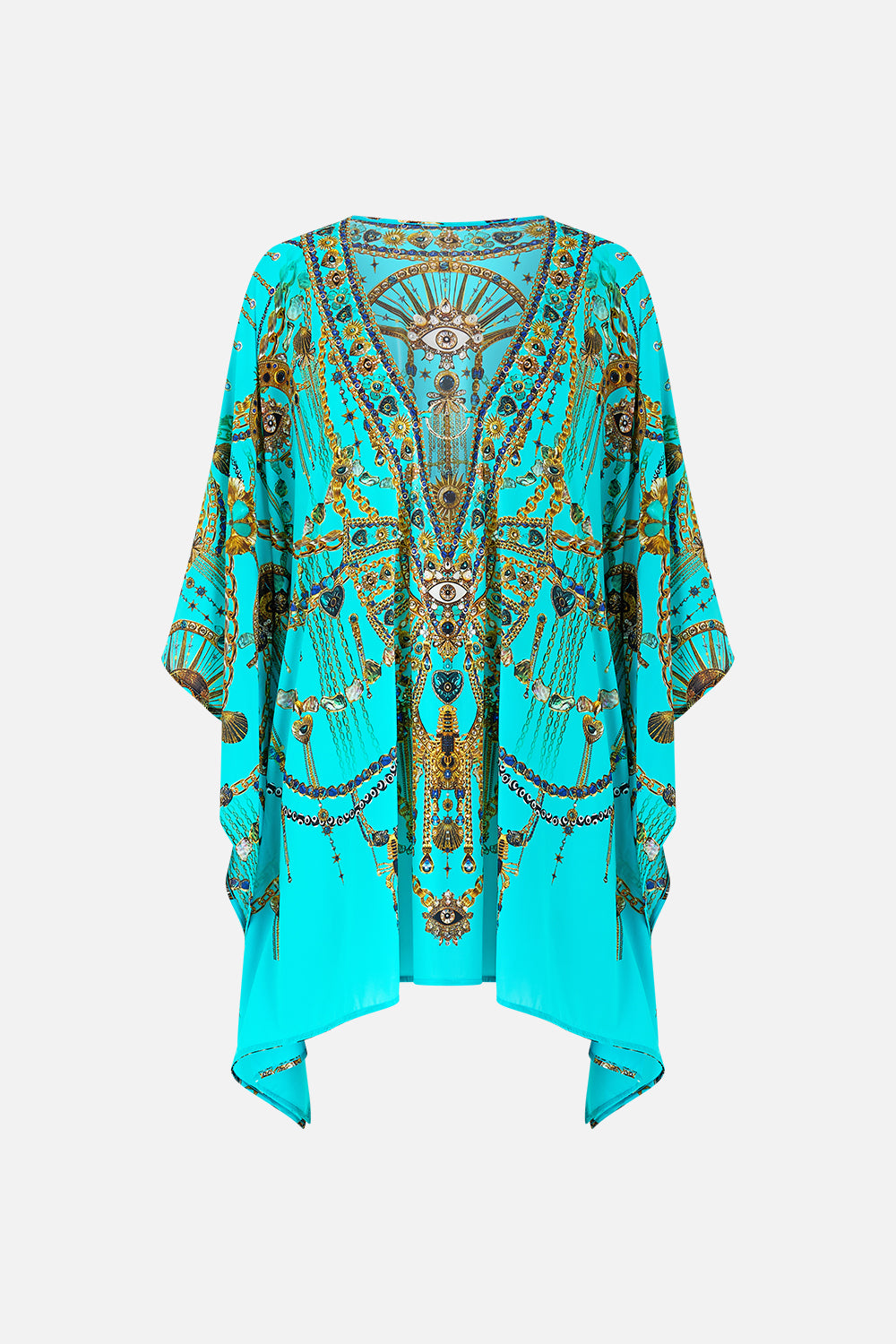 SHORT V NECK KAFTAN WITH RING FRONT TRIM TOTEMS AND TREASURES