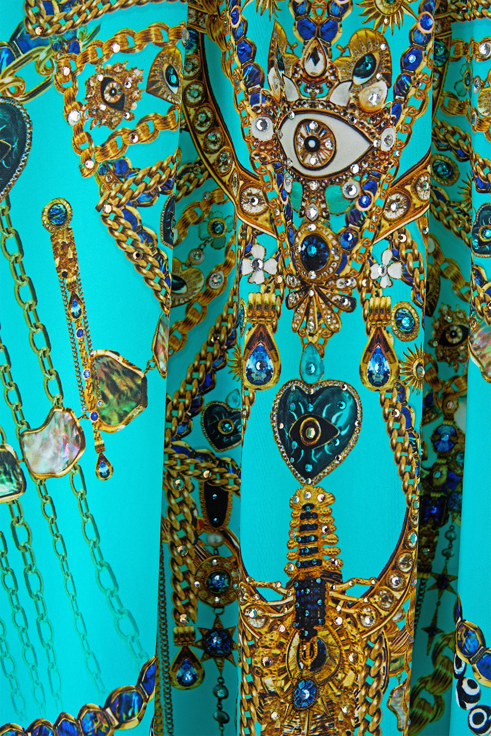 SHORT V NECK KAFTAN WITH RING FRONT TRIM TOTEMS AND TREASURES