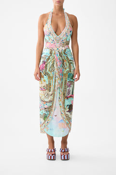 LAYERED MAXI SARONG WITH TIE FRONT MINIATURE MOMENTS