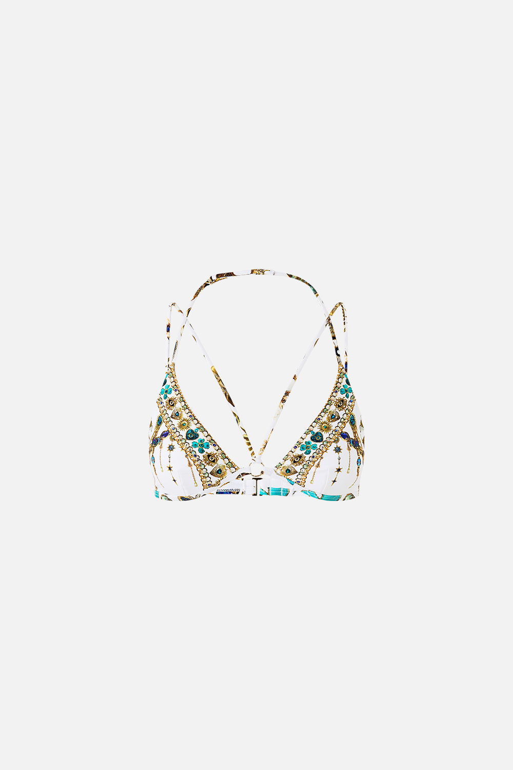 The CAMILLA MULTI STRAP HALTER TRI BIKINI TOP WITH TRIM CHAIN GANG