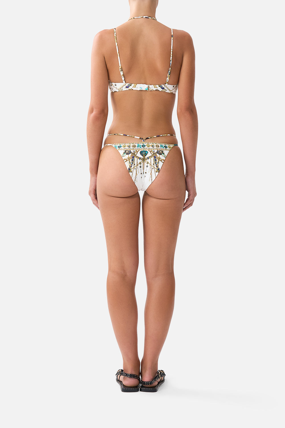 The CAMILLA MULTI STRAP HALTER TRI BIKINI TOP WITH TRIM CHAIN GANG