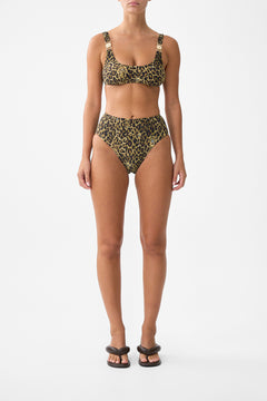 CRINKLE STRETCH CROP BIKINI TOP WITH STRAP TRIMS FELINE FOLKLORE