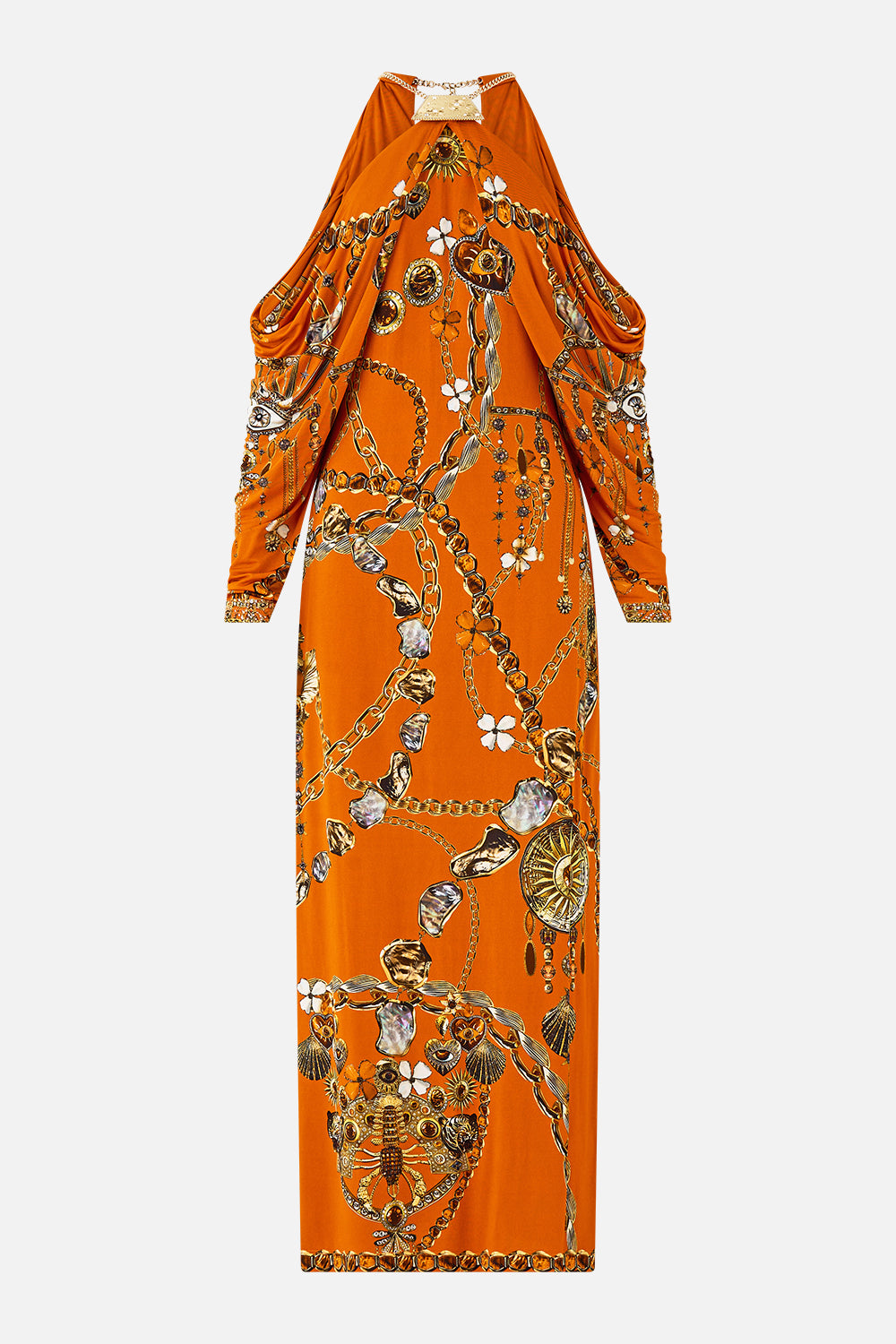 The CAMILLA DRAPED SLEEVE DRESS WITH HARDWARE TALISMANS OF TURKIYE