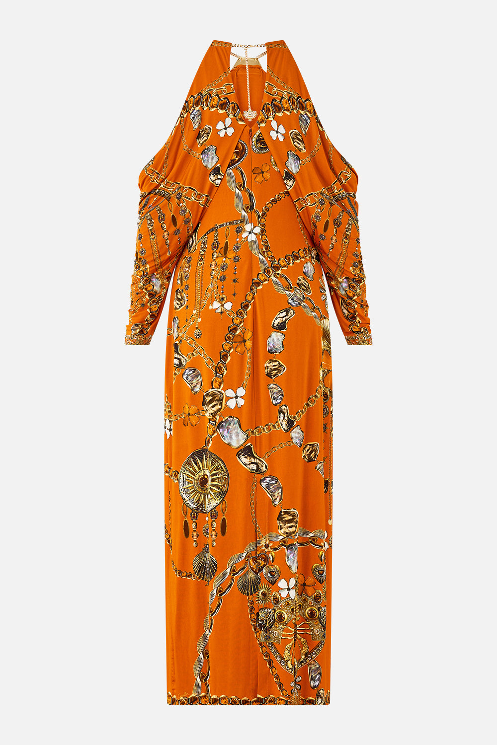 The CAMILLA DRAPED SLEEVE DRESS WITH HARDWARE TALISMANS OF TURKIYE