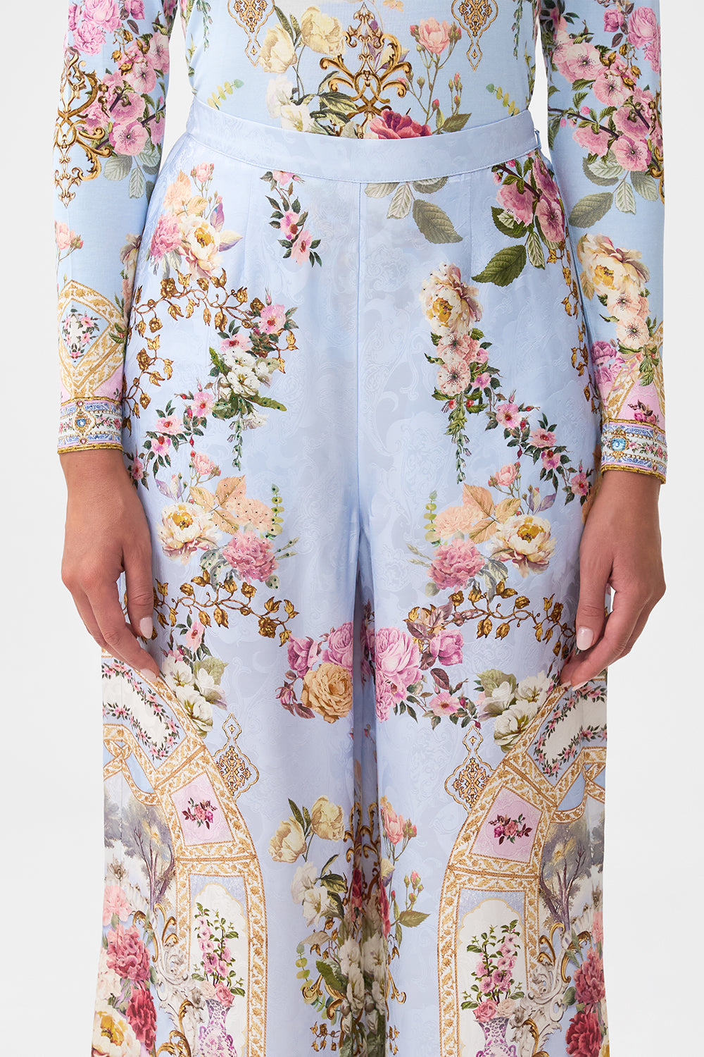 The CAMILLA MINIMAL WIDE LEG PANT TILED IN TIME