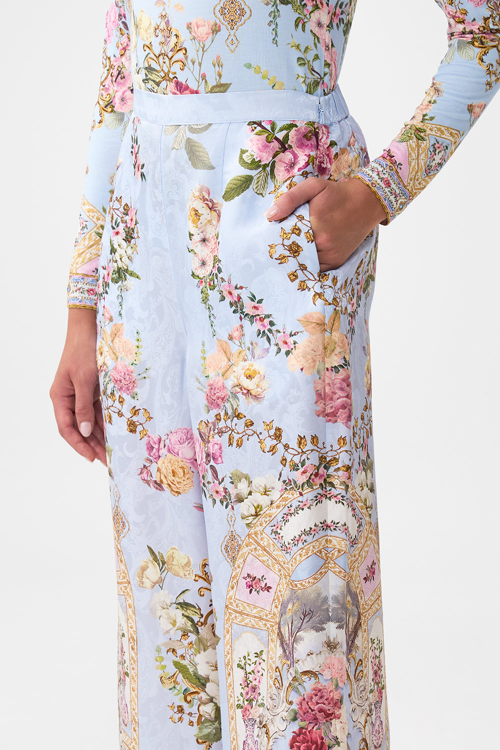 The CAMILLA MINIMAL WIDE LEG PANT TILED IN TIME