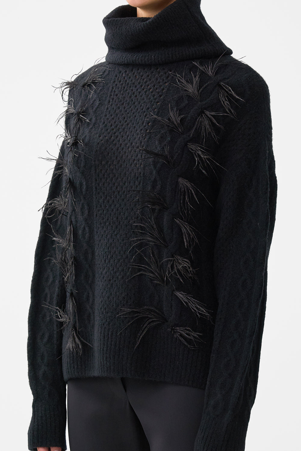 The CAMILLA ROLL NECK JUMPER- BLACK OTTOMAN ELEGANCE
