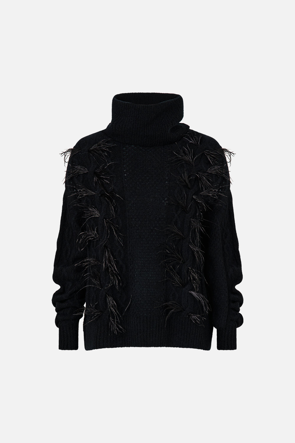 The CAMILLA ROLL NECK JUMPER- BLACK OTTOMAN ELEGANCE