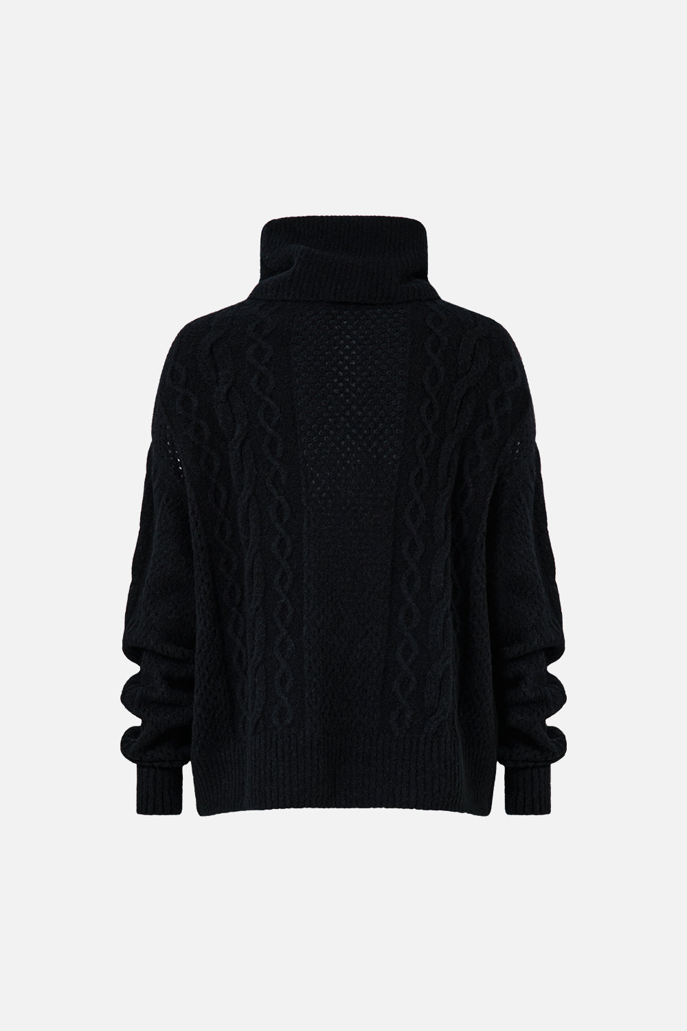 The CAMILLA ROLL NECK JUMPER- BLACK OTTOMAN ELEGANCE
