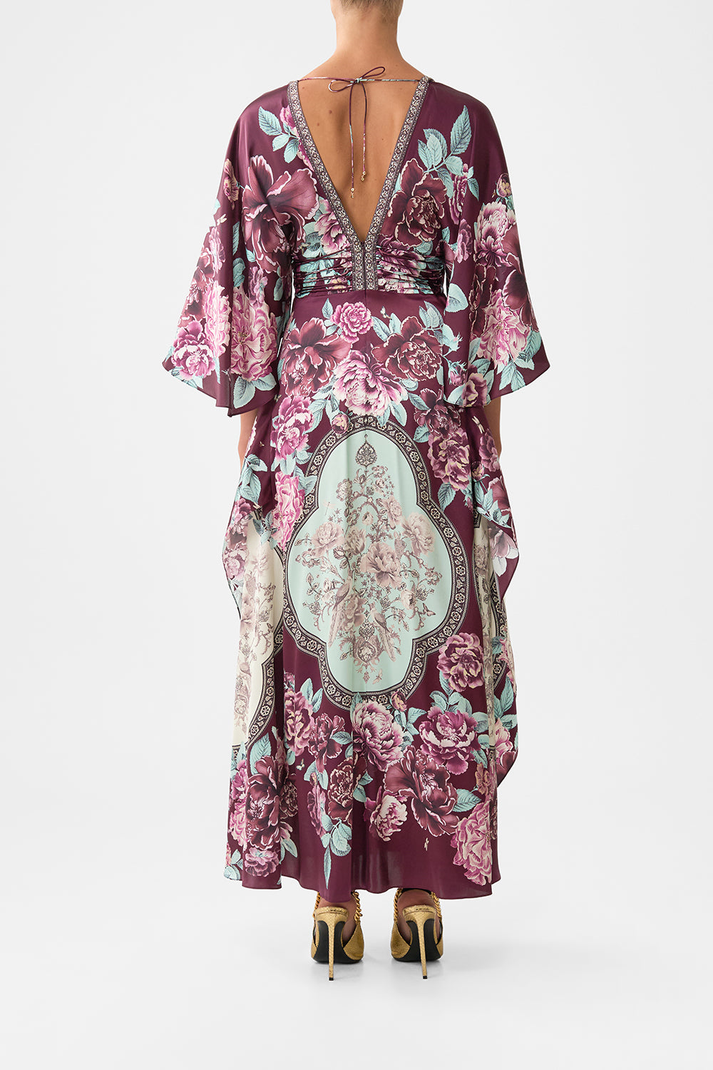 The CAMILLA V NECK LACE UP DETAIL LONG DRESS IF THESE TILES COULD TALK