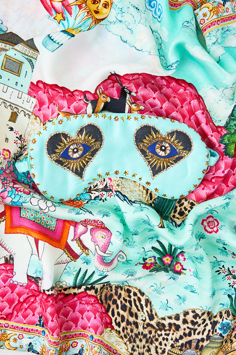 SILK PILLOWCASE AND EYE MASK W TASSELS SET MINIATURE MOMENTS