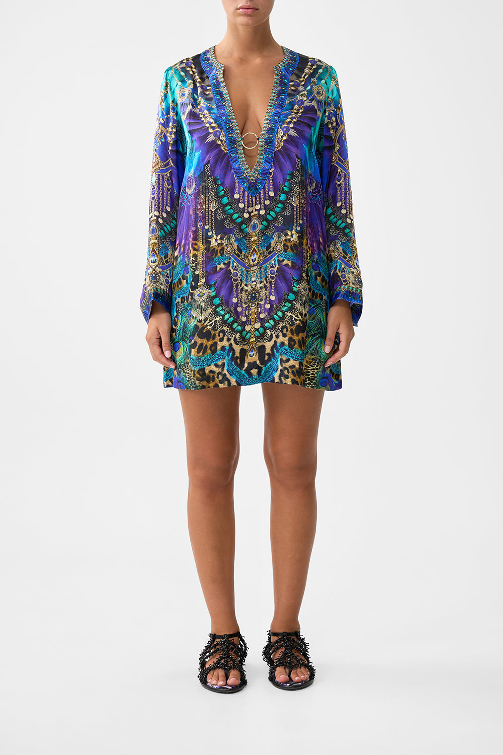 DEEP V NECK HARDWARE SHORT KAFTAN COSMIC ZOOLOGY