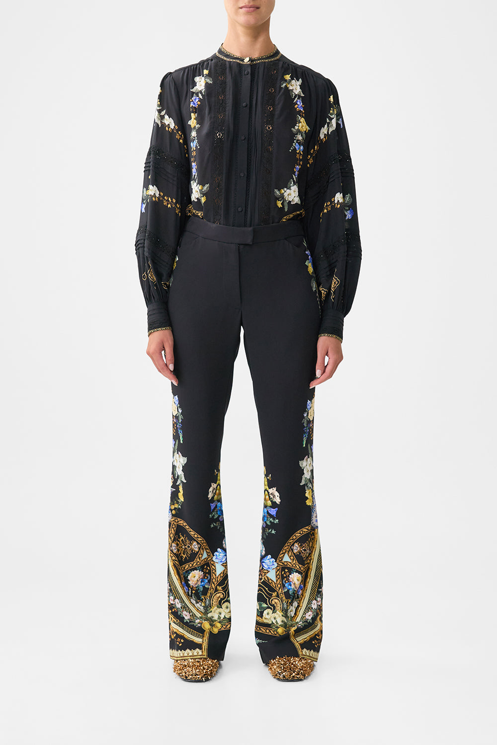 The CAMILLA FLARE TROUSER WITH SEAM DETAIL OTTOMAN ELEGANCEOTTOMAN ELEGANCE