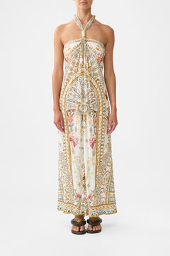 LONG DRAPED LINEN JERSEY HALTER DRESS OTTOMAN DYNASTY