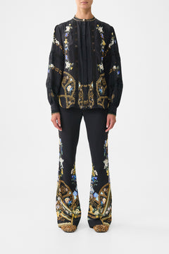 BLOUSON SLEEVE BLOUSE WITH YOKE OTTOMAN ELEGANCE