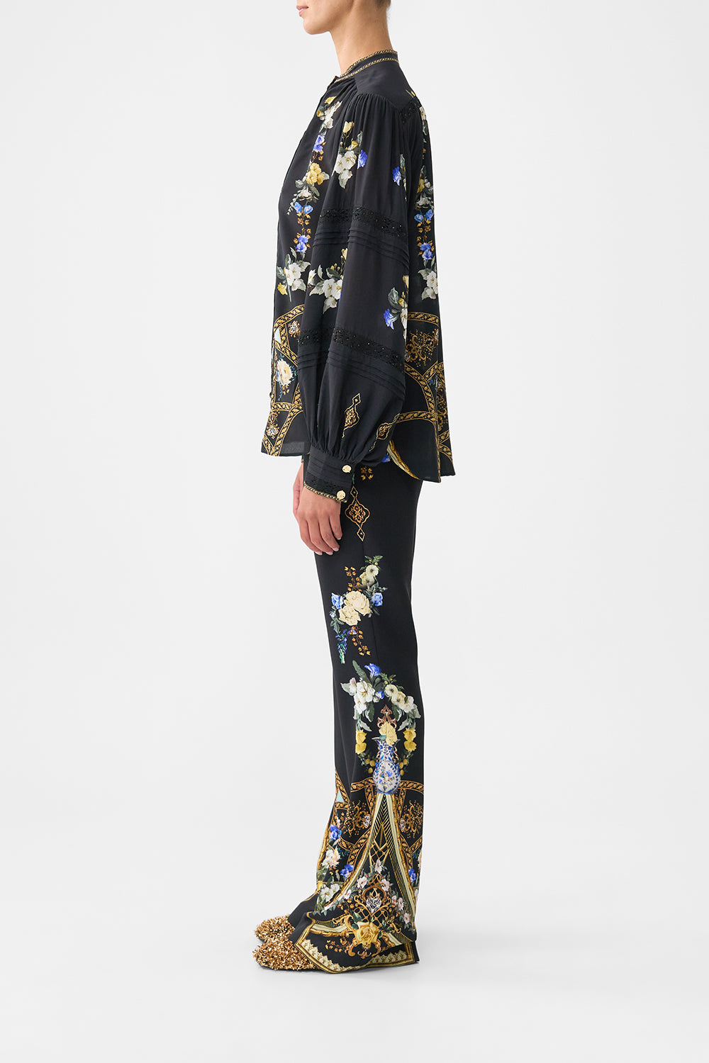 BLOUSON SLEEVE BLOUSE WITH YOKE OTTOMAN ELEGANCE