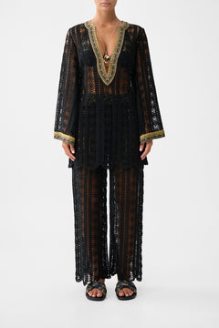 LACE DEEP V NECK HARDWARE SHORT DRESS SONG OF THE SOLSTICE