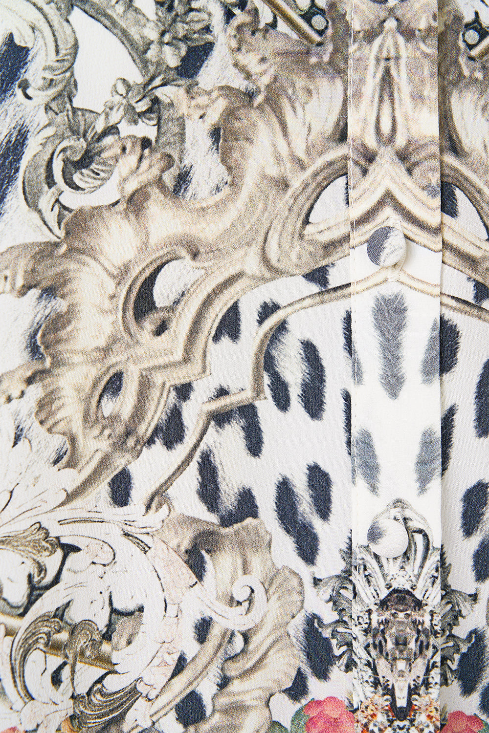 The CAMILLA Long Sleeve Tiered Short Dress in our Marble Heaven print.