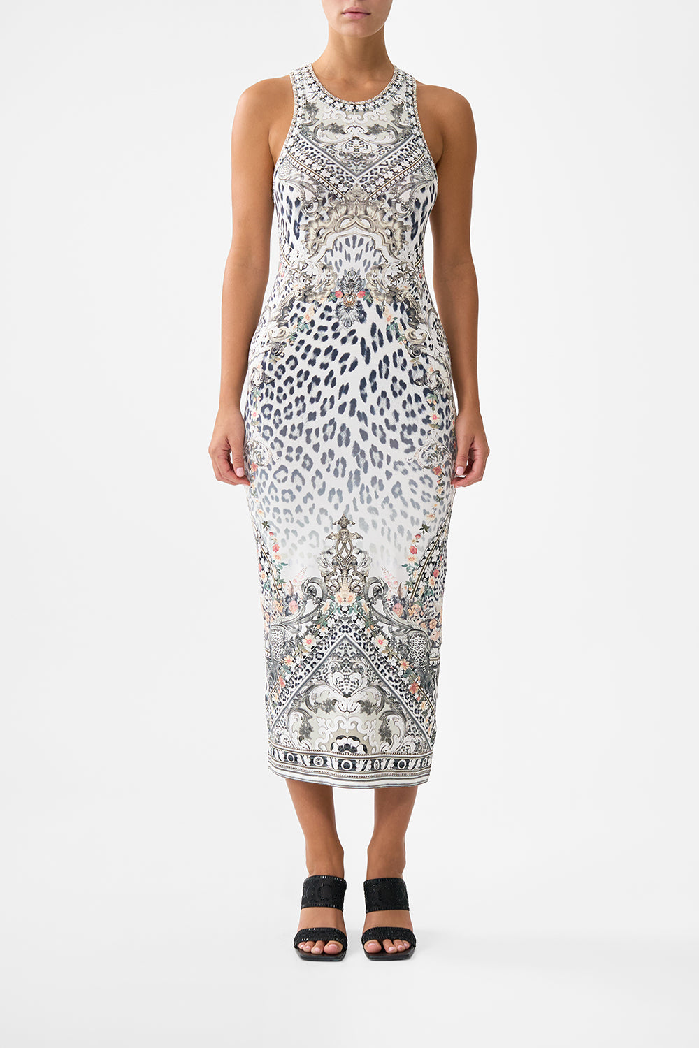 The CAMILLA Jersey Tank Dress in our Marble Heaven print.