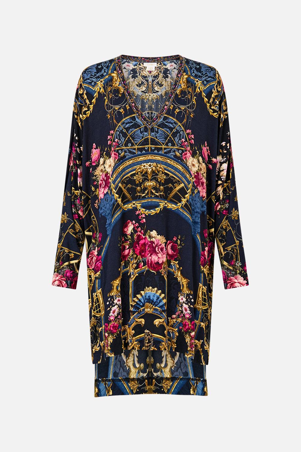 The CAMILLA Side Split Jersey Tee in our Ornate On A Plate print.