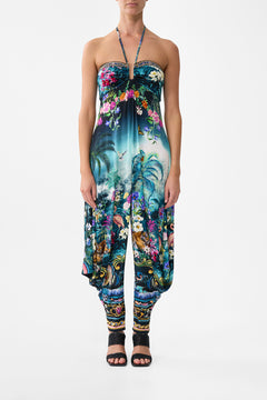 The CAMILLA Draped Pant Jumpsuit With Hardware in our Basked In Baroque print.