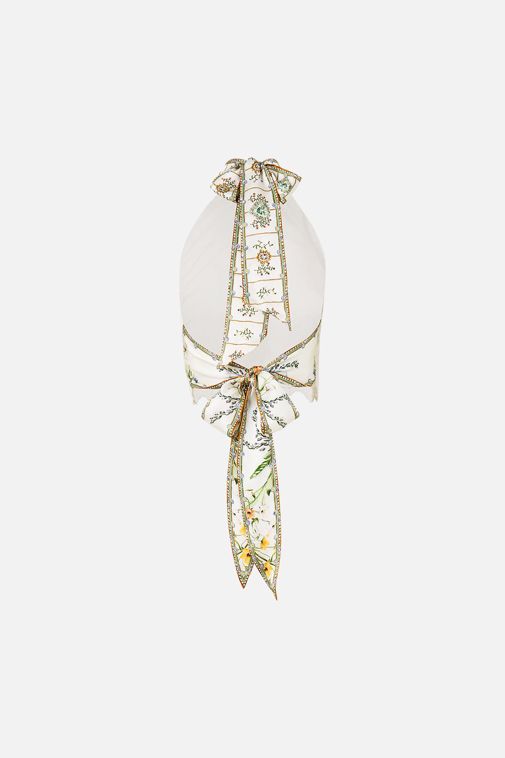 The CAMILLA Halter Tie Back Top in our Dressing Room Drama print.