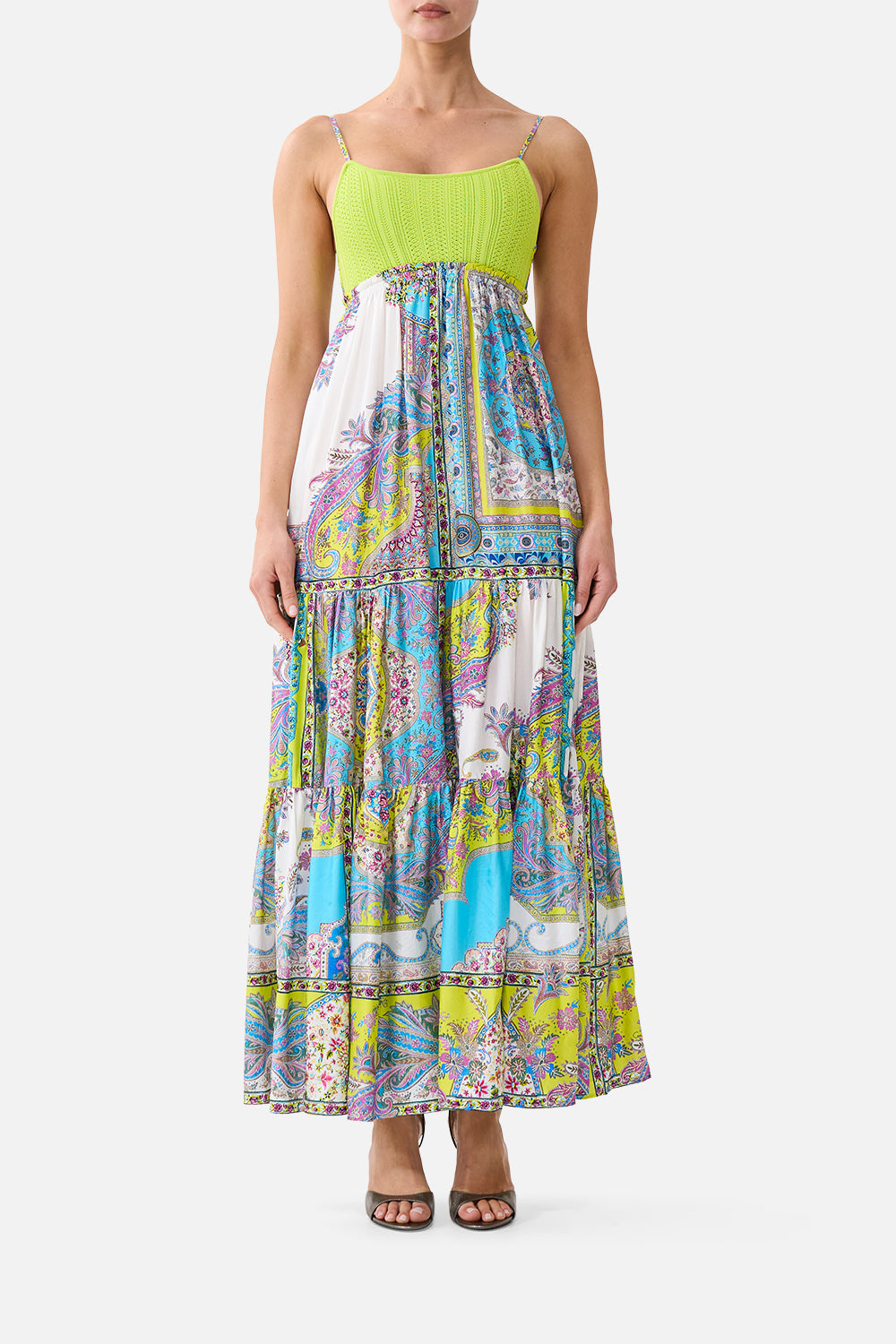 LONG DRESS WITH KNIT FRONT BODICE MAGIC CARPET RIDE