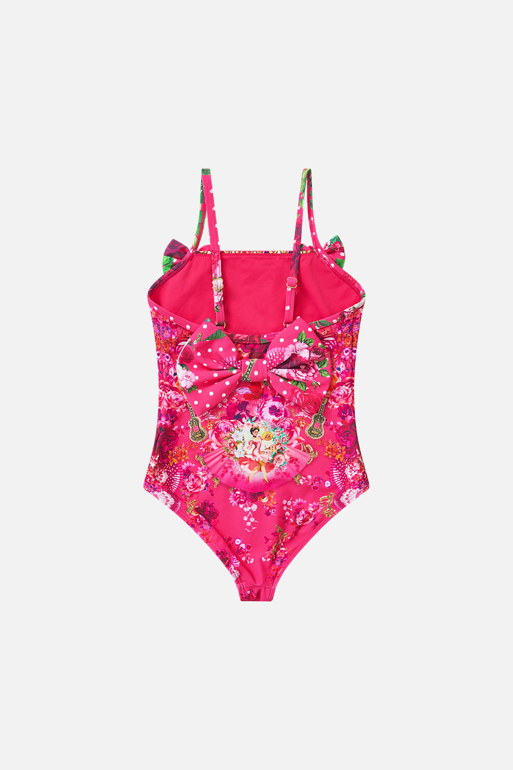 The CAMILLA KIDS STRAIGHT NECK ONE PIECE WITH BOWS FLAMENCO ROSE