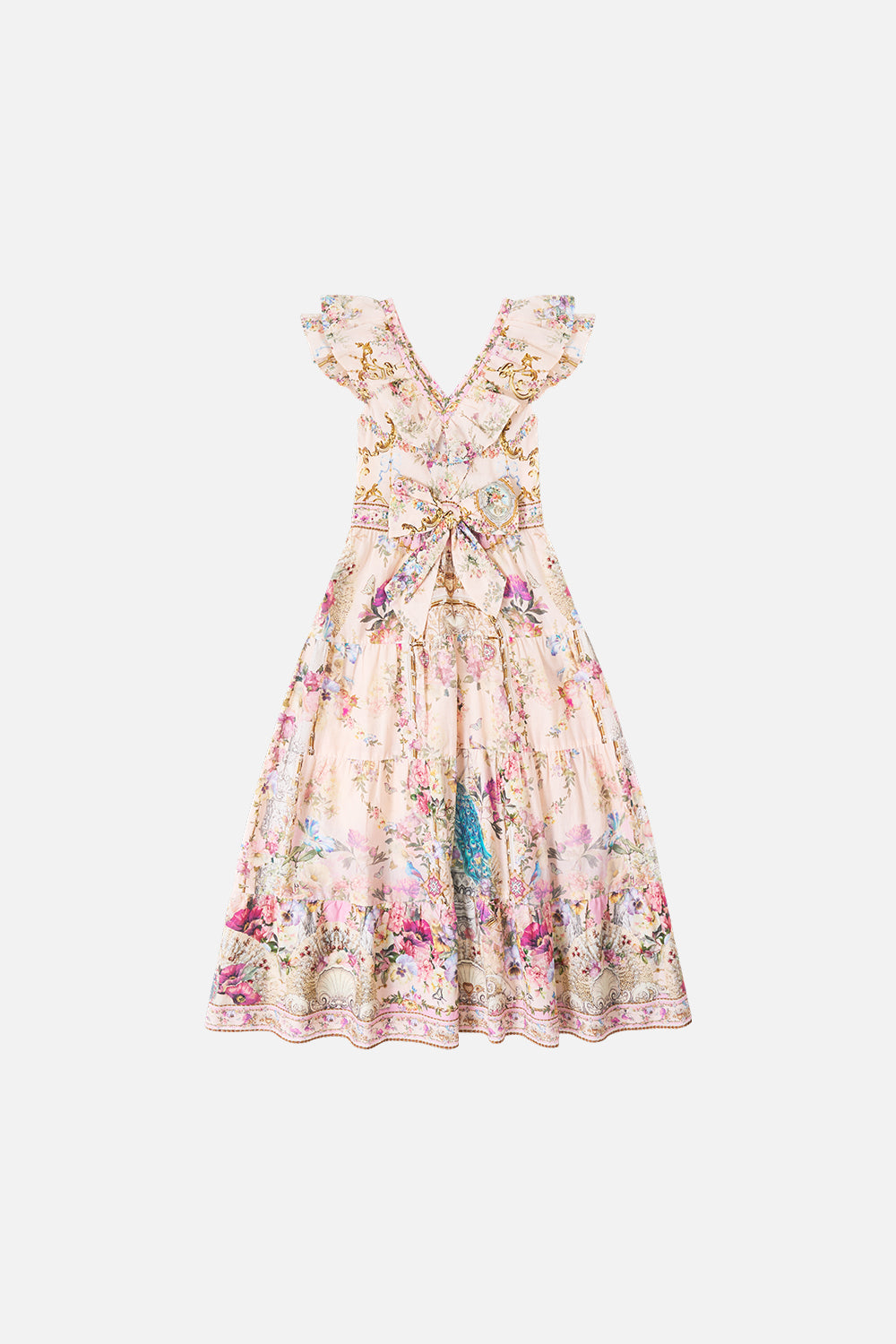 KIDS TIERED MAXI DRESS WITH FRILL NECK CASA DE FIERAS