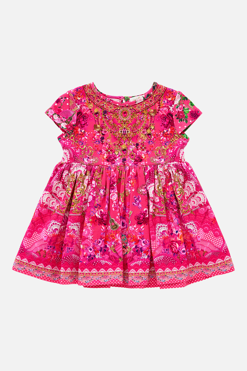 The CAMILLA BABIES TEE DRESS WITH GATHERED SKIRT FLAMENCO ROSEFLAMENCO ROSE