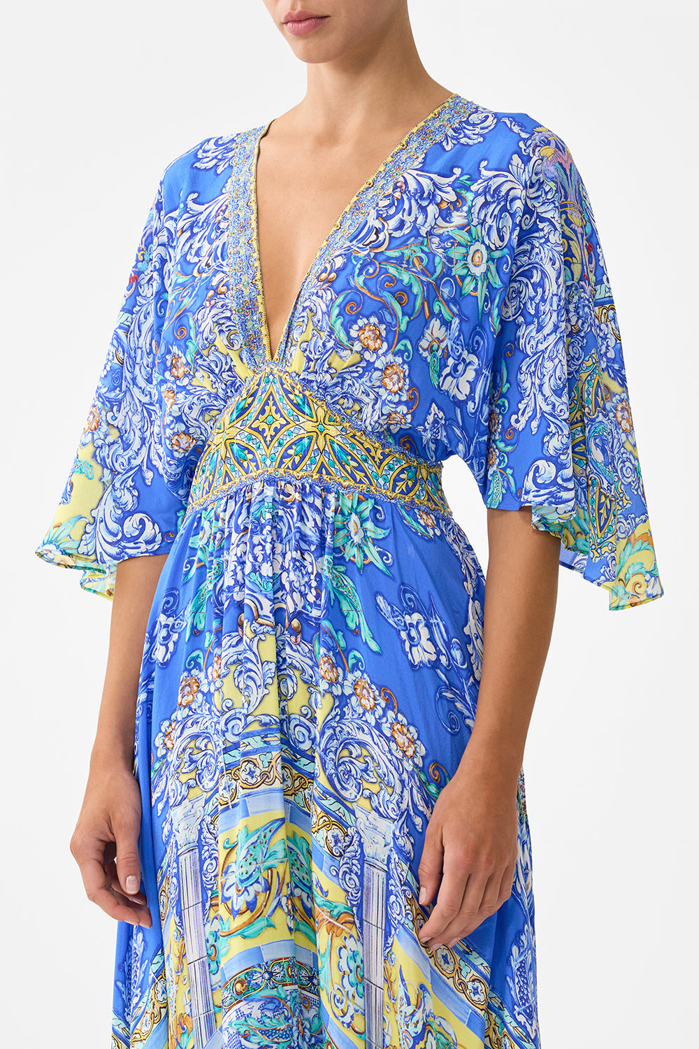 WAISTED DRESS WITH HEM RUFFLE BENEATH THE ANDALUSIAN SUN