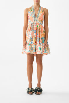 RUFFLE HEM HALTER SHORT DRESS MEET ME IN MALLORCA