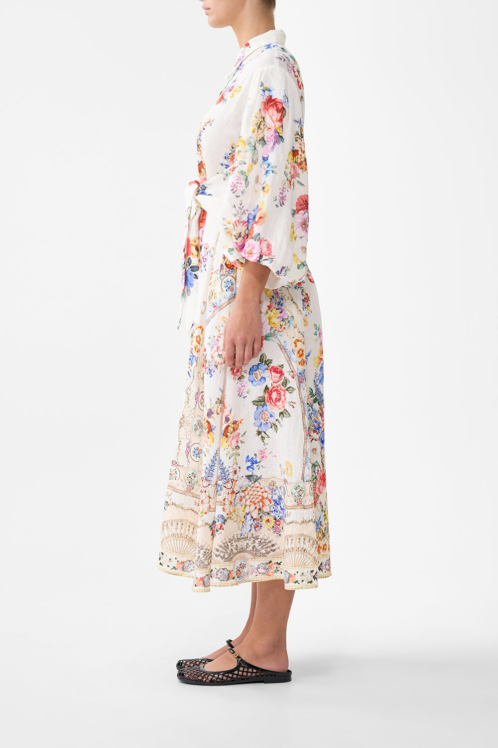 WAIST TIE SHIRT DRESS WITH BUBBLE SLEEVE I LEFT MY HEART IN GRANADA