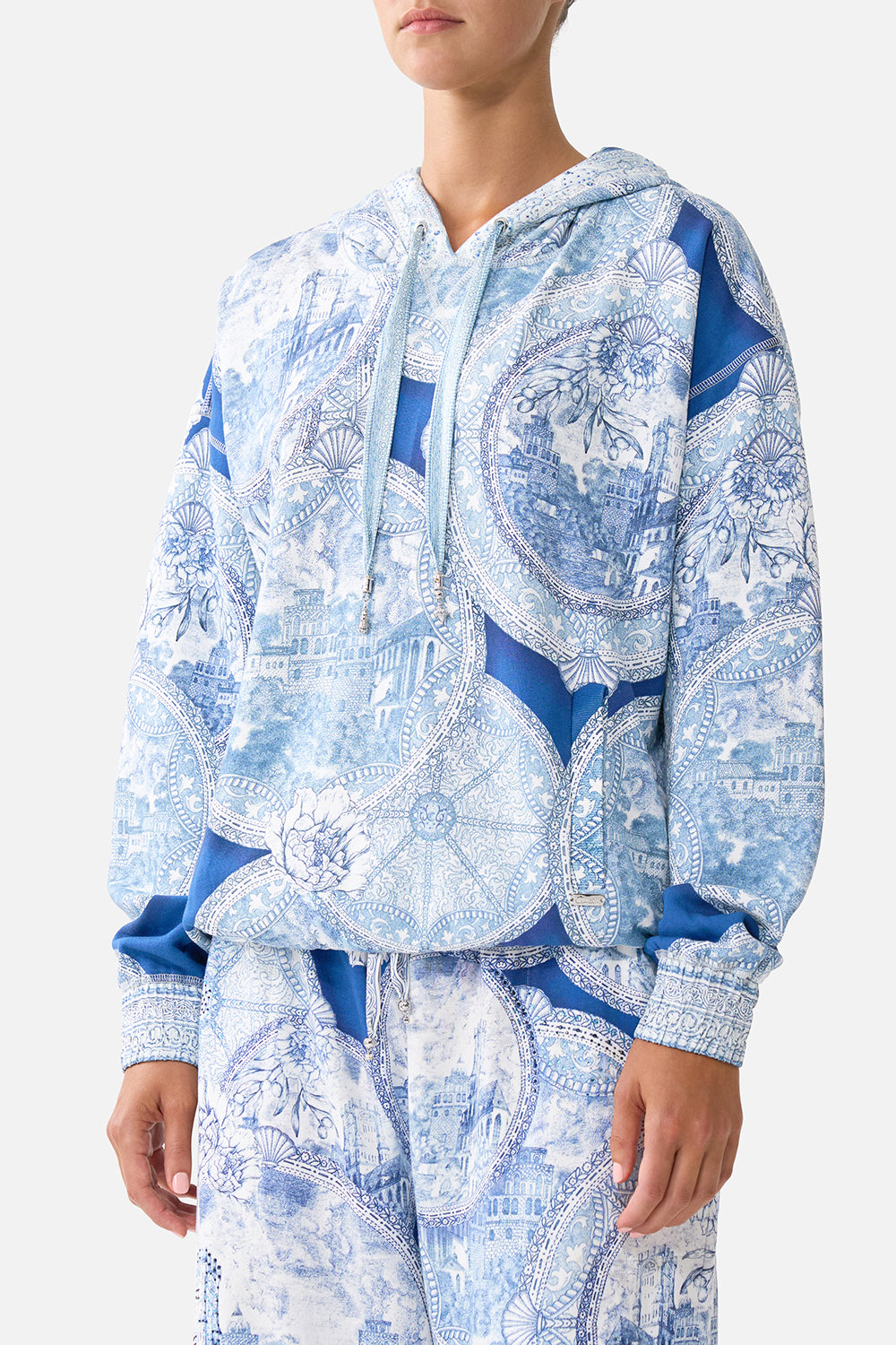 CONTRAST BAND HOODIE WITH SIDE POCKETS DE NADA GRANADA