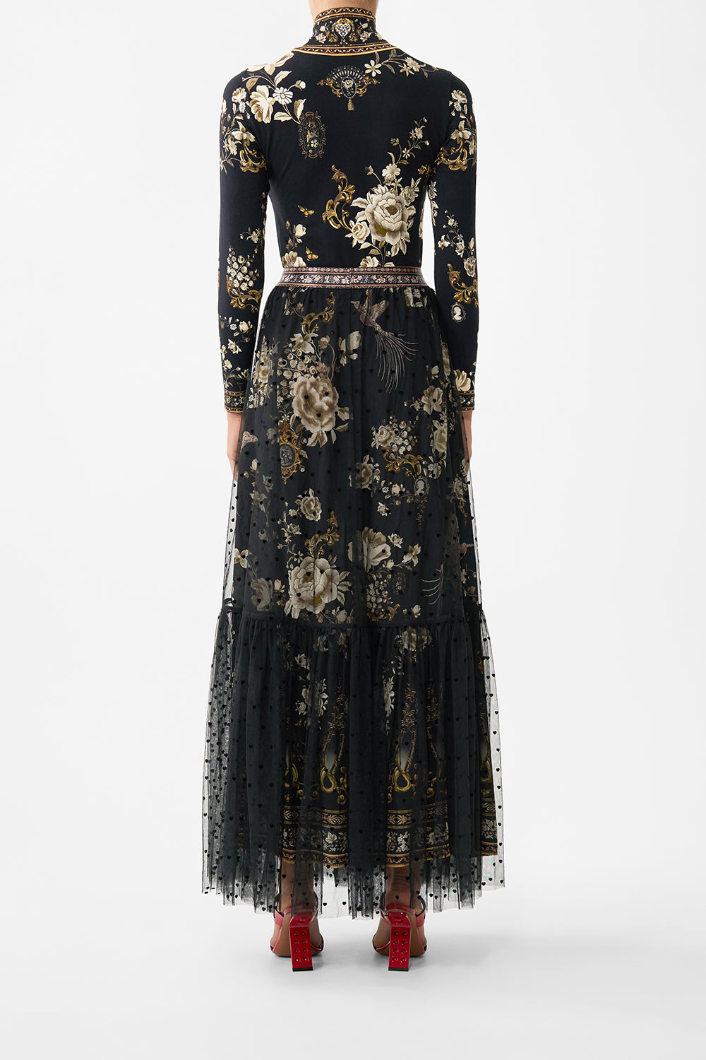 The CAMILLA WAISTBAND RUFFLE HEM SKIRT FLAMENCO FOLKLORE