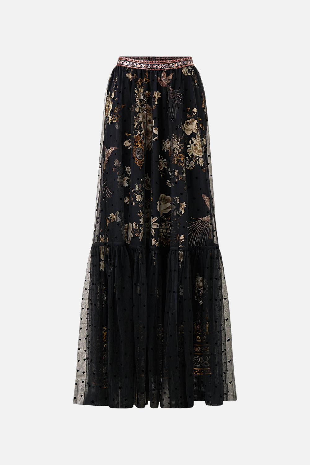 The CAMILLA WAISTBAND RUFFLE HEM SKIRT FLAMENCO FOLKLORE