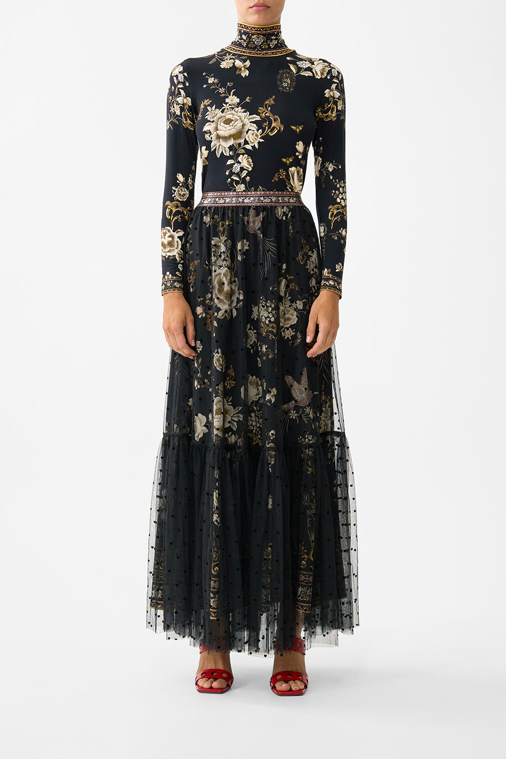 The CAMILLA WAISTBAND RUFFLE HEM SKIRT FLAMENCO FOLKLOREFLAMENCO FOLKLORE