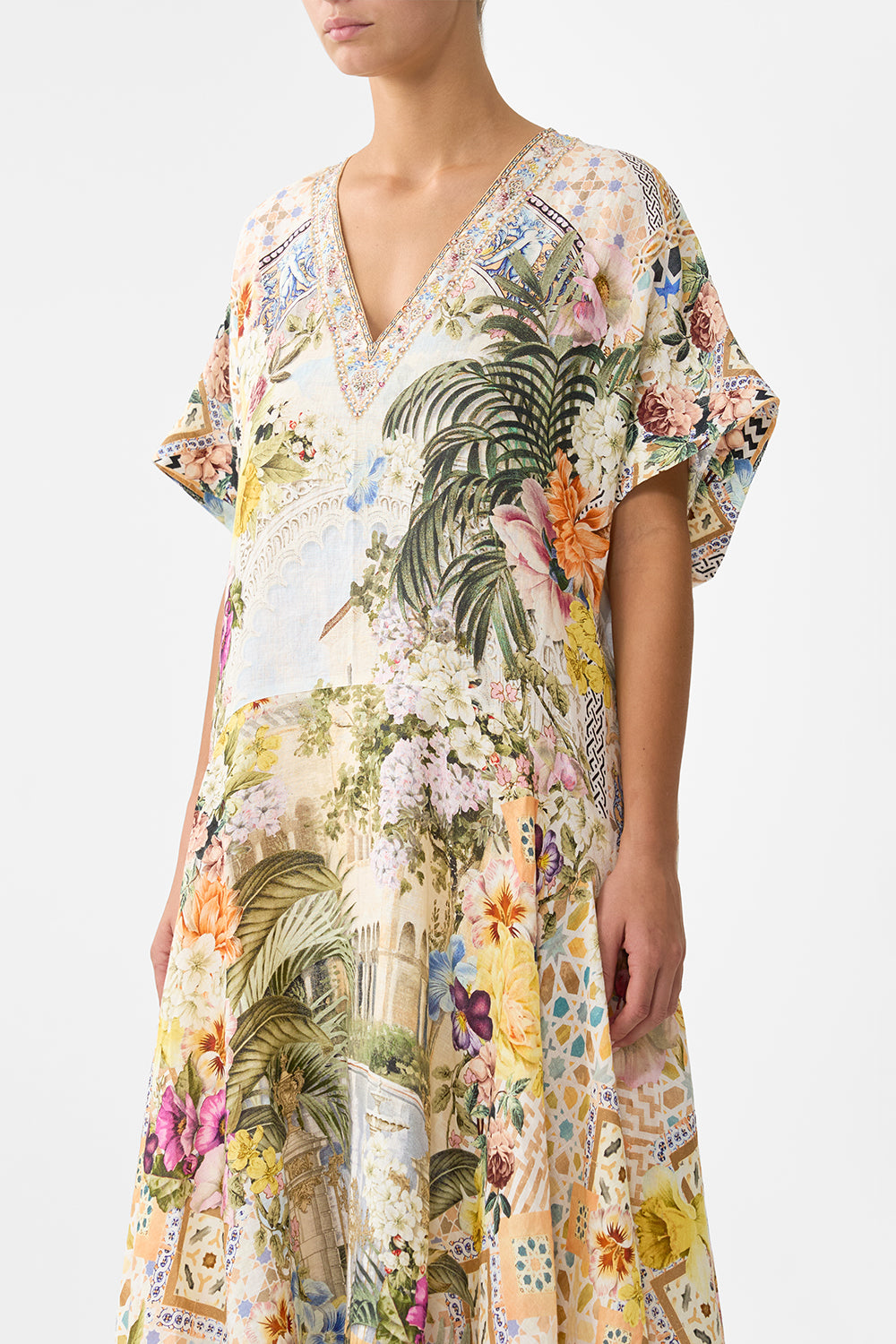 The CAMILLA V NECK KAFTAN WITH DROP WAIST THE ARCHITECTS OF ALCÁZAR