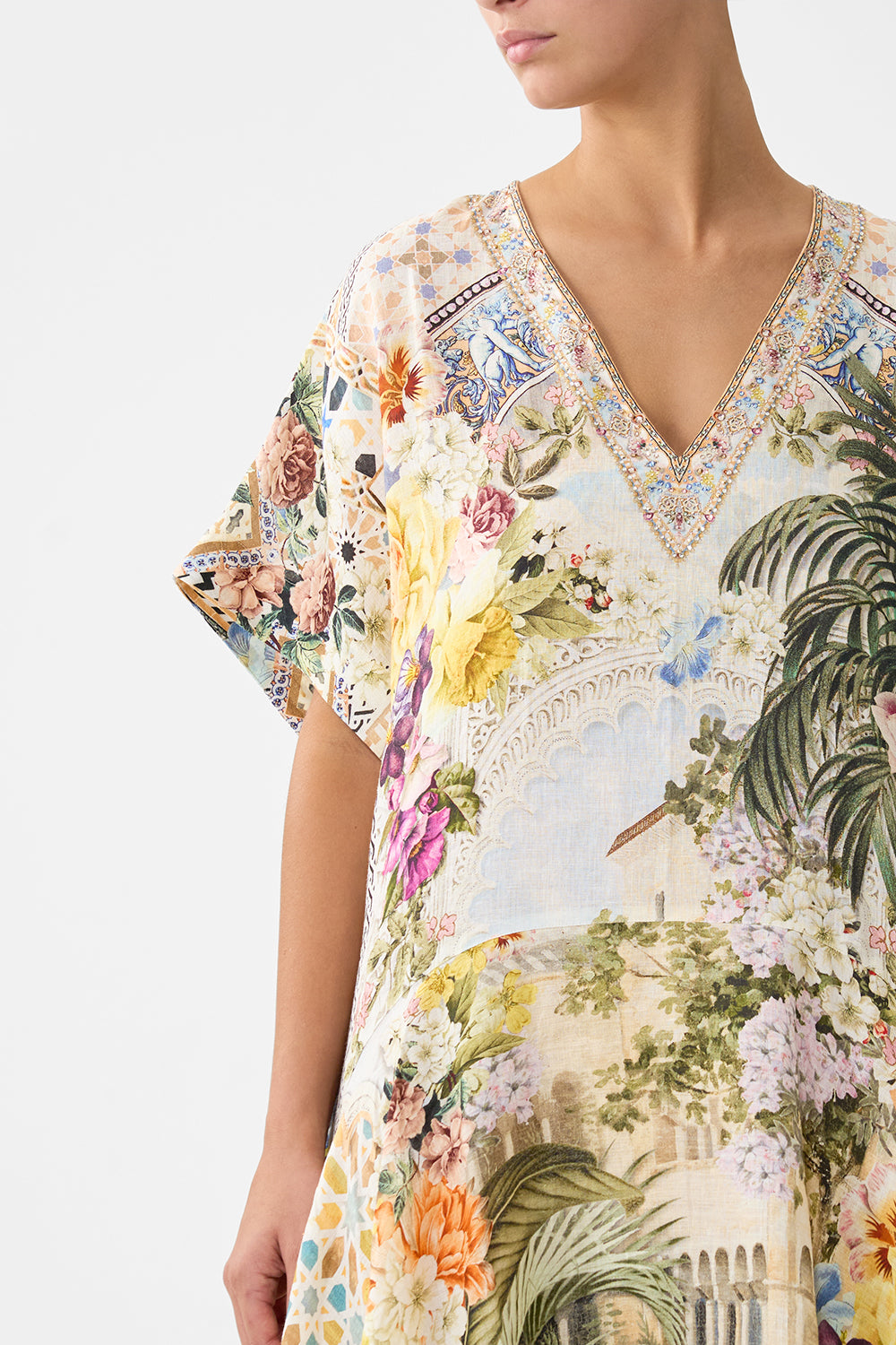 The CAMILLA V NECK KAFTAN WITH DROP WAIST THE ARCHITECTS OF ALCÁZAR