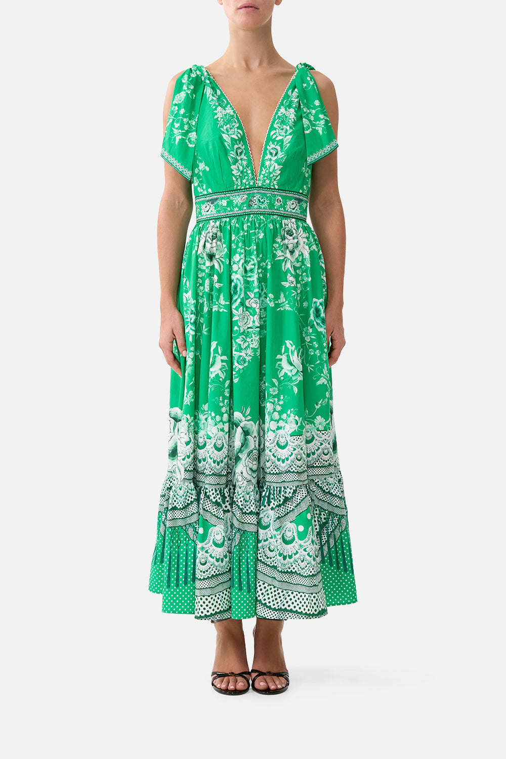 WAISTED MIDI DRESS WITH SHOULDER TIES SACROMONTE SEÑORITA
