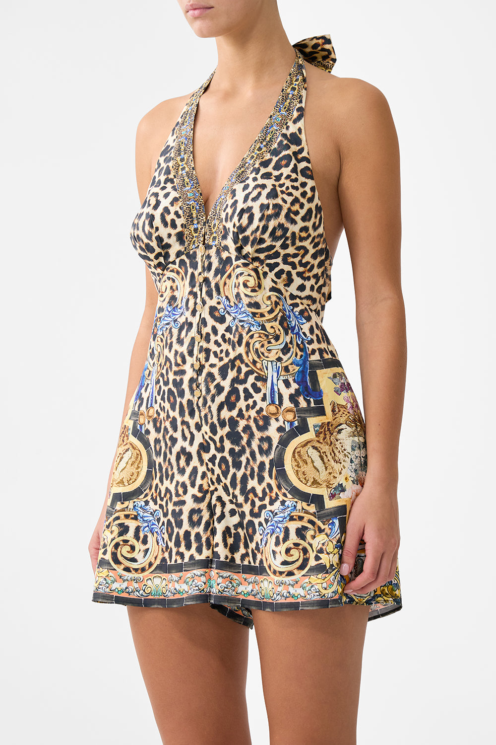 BUTTON FRONT HALTER PLAYSUIT SEVILLIAN STYLE